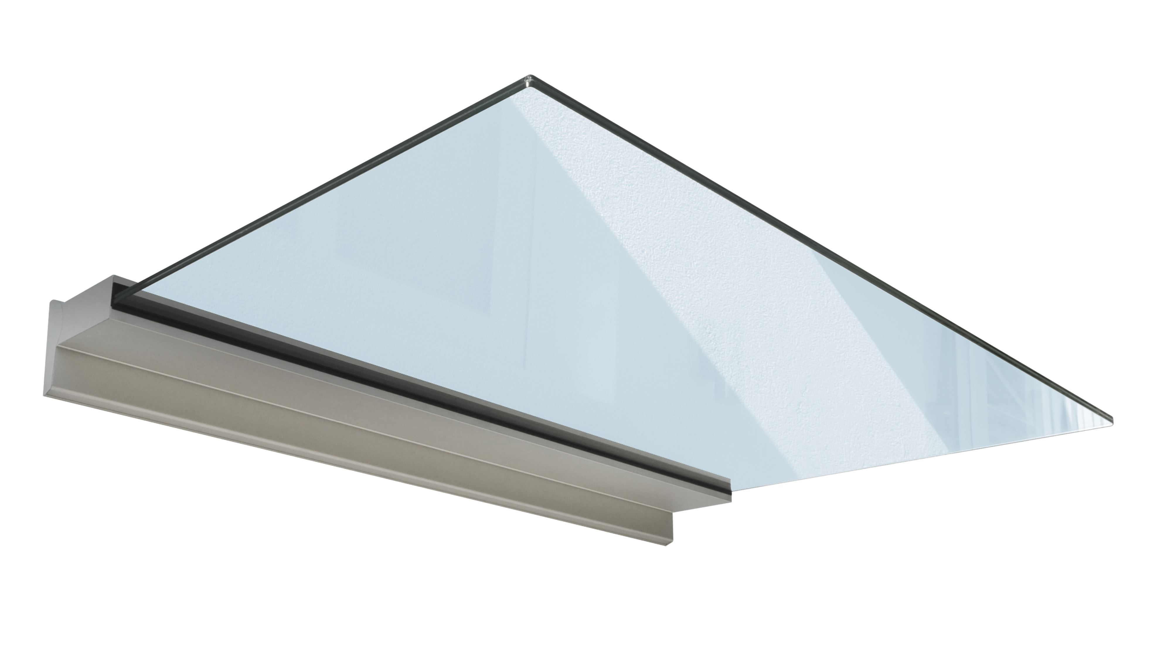 Vordachsystem MonoLine 1500x1000mm Freischwebendes Vordach mit VSG-Glas-Bedachung